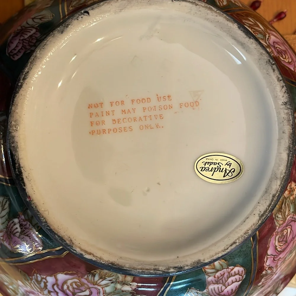 Vintage Floral Decorative Bowl with Gold Accents Andrea by Sadek / Like New